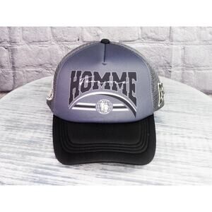 Homme Femme Gray Black Trucker Hat Snapback One Size
